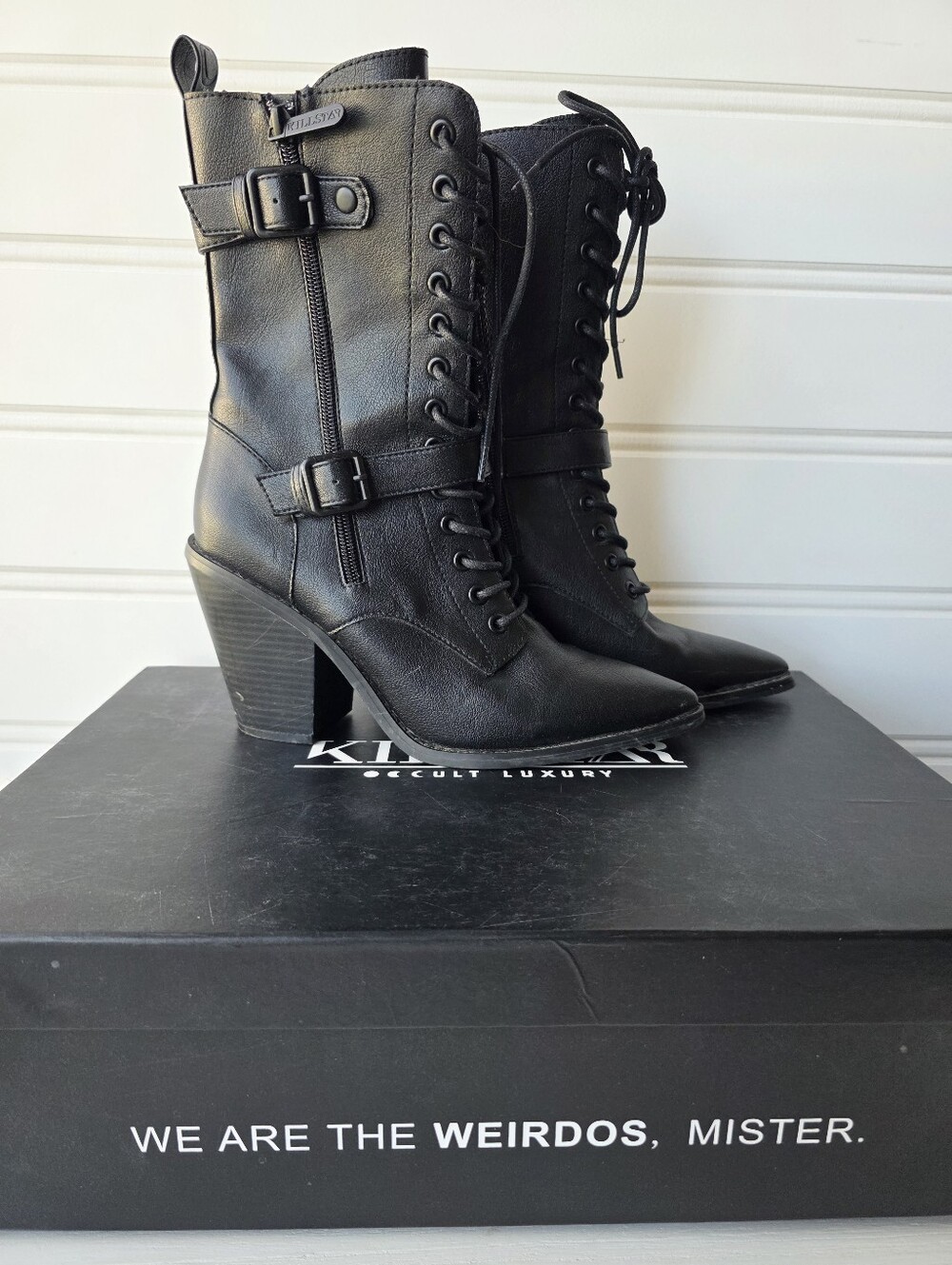 Killstar Beatrix Faux Leather Witchy Occult Goth Pointy Toe Boots Size 8